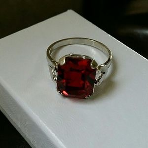 🎄Estate Clark & Coombs Dark Red Stone Ring 1940s🎄